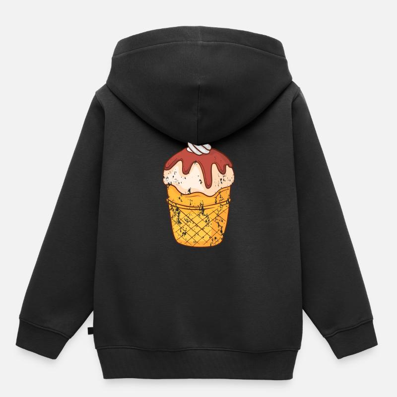 Crème glacée de style grunge vintage rétro - Sweat Premium à capuche enfant bio - noir