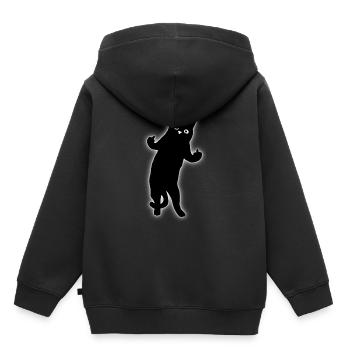 Katze Mittelfinger lustig - Kinder Premium Organic Hoodie - Schwarz - Hinten - AI Model Kid Male (0cm)