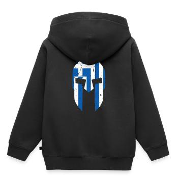 Grece Drapeau Hellas Spartiates Cadeau - Sweat Premium à capuche enfant bio - noir - Dos - AI Model Kid Male (0cm)