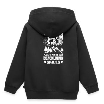 Nature's gym perfect to master your slacklining - Kids Premium Organic Hoodie - black - Back - AI Model Kid Male (0cm)