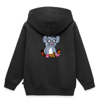 Souris nerd intelligente avec des lunettes comme un serpent de spectacle - Sweat Premium à capuche enfant bio - noir - Dos - AI Model Kid Male (0cm)