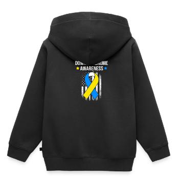 Down Syndrom - Kinder Premium Organic Hoodie - Schwarz - Hinten - AI Model Kid Male (0cm)