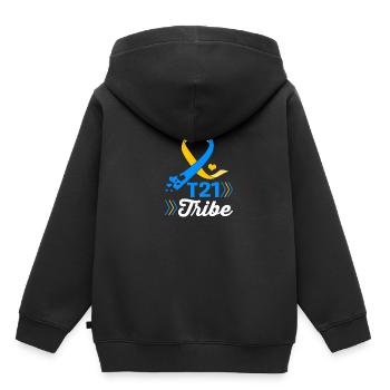 Down Syndrom - Kinder Premium Organic Hoodie - Schwarz - Hinten - AI Model Kid Male (0cm)