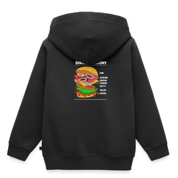 Anatomie du cheeseburger - Sweat Premium à capuche enfant bio - noir - Dos - AI Model Kid Male (0cm)
