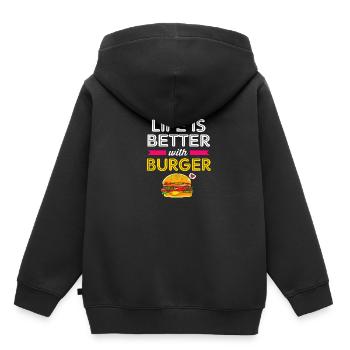 Cheeseburger - Sweat Premium à capuche enfant bio - noir - Dos - AI Model Kid Male (0cm)
