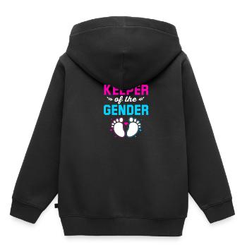Gender Reveal Babyshower - Kinder Premium Organic Hoodie - Schwarz - Hinten - AI Model Kid Male (0cm)