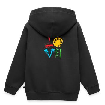 Maler - Kinder Premium Organic Hoodie - Schwarz - Hinten - AI Model Kid Male (0cm)