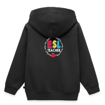 Professeur d’anglais Professeur d’anglais - Sweat Premium à capuche enfant bio - noir - Dos - AI Model Kid Male (0cm)