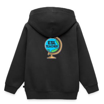 Professeur d’anglais Professeur d’anglais - Sweat Premium à capuche enfant bio - noir - Dos - AI Model Kid Male (0cm)