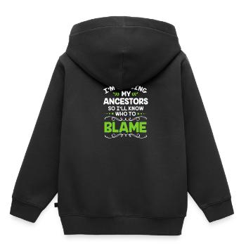 Généalogie de l’arbre généalogique - Sweat Premium à capuche enfant bio - noir - Dos - AI Model Kid Male (0cm)