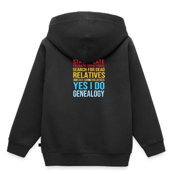 Généalogie de l’arbre généalogique - Sweat Premium à capuche enfant bio - noir - Dos - AI Model Kid Male (0cm)