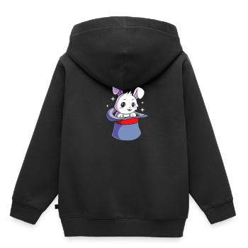 Zauberer Magie Magier Hase - Kinder Premium Organic Hoodie - Schwarz - Hinten - AI Model Kid Male (0cm)