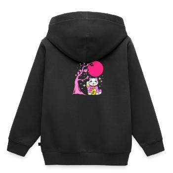 Maneki Neko Japan Glücksbringer - Kinder Premium Organic Hoodie - Schwarz - Hinten - AI Model Kid Male (0cm)