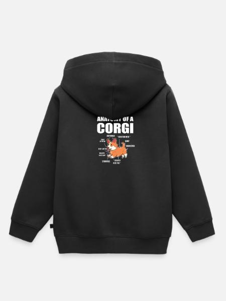 Corgi Anatomie - Kinder Premium Organic Hoodie - Schwarz