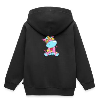 Licorne vaudou - Sweat Premium à capuche enfant bio - noir - Dos - AI Model Kid Male (0cm)