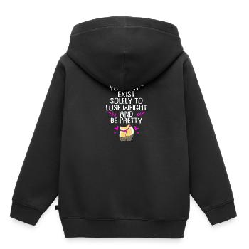 Positivité corporelle - Sweat Premium à capuche enfant bio - noir - Dos - AI Model Kid Male (0cm)