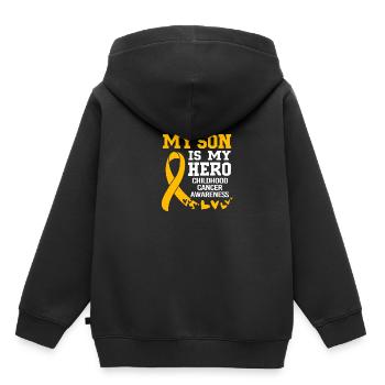 Krebs Kind Krebs-Überlebender - Kinder Premium Organic Hoodie - Schwarz - Hinten - AI Model Kid Male (0cm)
