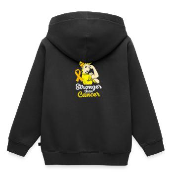 Krebs Kind - Kinder Premium Organic Hoodie - Schwarz - Hinten - AI Model Kid Male (0cm)