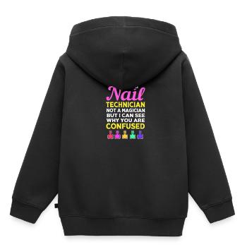 Créatrice d'ongles, esthéticienne, cosmétique pour les ongles - Sweat Premium à capuche enfant bio - noir - Dos - AI Model Kid Male (0cm)