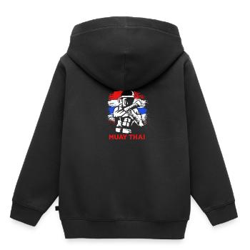 Boxe Muay Thai - Sweat Premium à capuche enfant bio - noir - Dos - AI Model Kid Male (0cm)