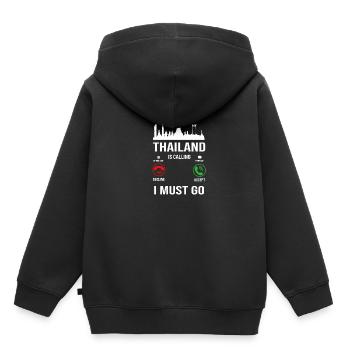 Thaïlande Langue thaïlandaise - Sweat Premium à capuche enfant bio - noir - Dos - AI Model Kid Male (0cm)