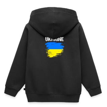 Ukraine - Sweat Premium à capuche enfant bio - noir - Dos - AI Model Kid Male (0cm)