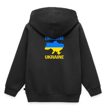 Ukraine - Sweat Premium à capuche enfant bio - noir - Dos - AI Model Kid Male (0cm)