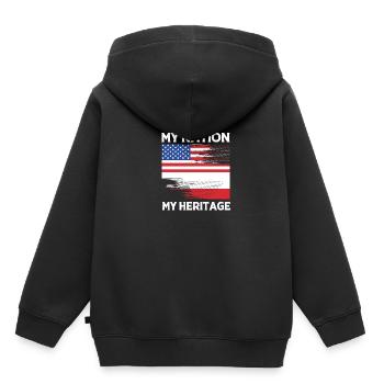 Pologne Polonais - Sweat Premium à capuche enfant bio - noir - Dos - AI Model Kid Male (0cm)