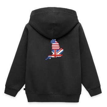 Angleterre Anglais - Sweat Premium à capuche enfant bio - noir - Dos - AI Model Kid Male (0cm)