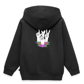 Sign language sign ASL deaf - Kids Premium Organic Hoodie - black - Back - AI Model Kid Male (0cm)