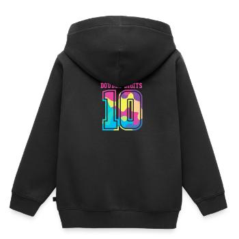10e anniversaire Dix ans de naissance Date de naissance Date de naissance - Sweat Premium à capuche enfant bio - noir - Dos - AI Model Kid Male (0cm)