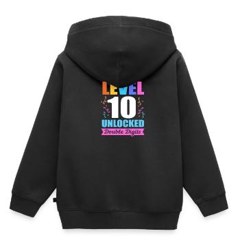 23e anniversaire Dix année de naissance Date de naissance Date de naissance - Sweat Premium à capuche enfant bio - noir - Dos - AI Model Kid Male (0cm)