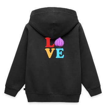 Zwiebel - Kinder Premium Organic Hoodie - Schwarz - Hinten - AI Model Kid Male (0cm)