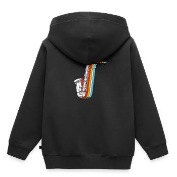 Saxophoniste saxophoniste - Sweat Premium à capuche enfant bio - noir - Dos - AI Model Kid Male (0cm)