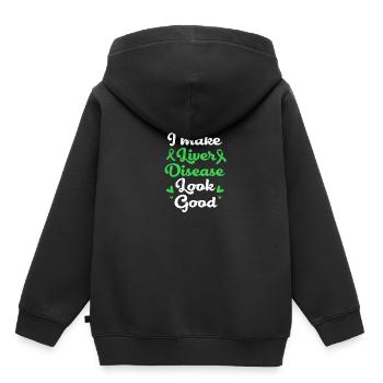 Maladie du foie - Sweat Premium à capuche enfant bio - noir - Dos - AI Model Kid Male (0cm)