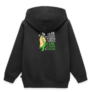 Maladie du foie - Sweat Premium à capuche enfant bio - noir - Dos - AI Model Kid Male (0cm)