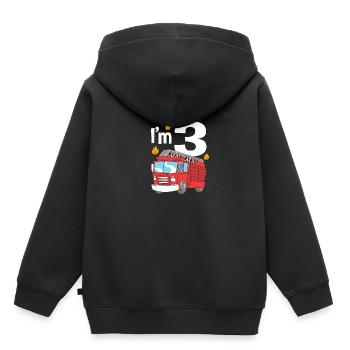 Feuerwehrauto Kindergeburtstag - Kinder Premium Organic Hoodie - Schwarz - Hinten - AI Model Kid Male (0cm)