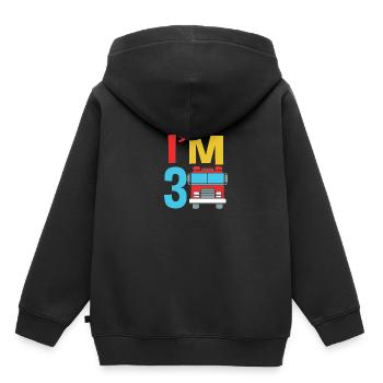Feuerwehrauto Kindergeburtstag - Kinder Premium Organic Hoodie - Schwarz - Hinten - AI Model Kid Male (0cm)