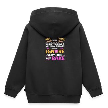 Gâteau Tartelette Décoration Gâteau - Sweat Premium à capuche enfant bio - noir - Dos - AI Model Kid Male (0cm)