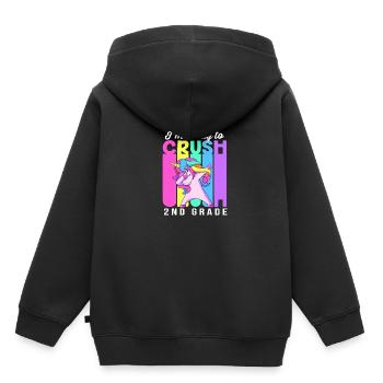 2. Klasse - Kinder Premium Organic Hoodie - Schwarz - Hinten - AI Model Kid Male (0cm)