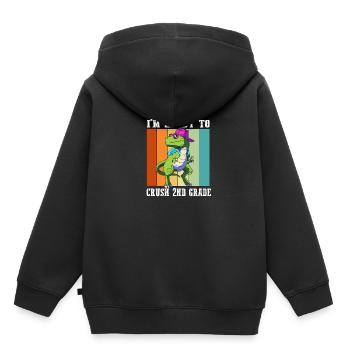 2. Klasse - Kinder Premium Organic Hoodie - Schwarz - Hinten - AI Model Kid Male (0cm)