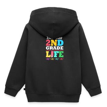 2. Klasse - Kinder Premium Organic Hoodie - Schwarz - Hinten - AI Model Kid Male (0cm)