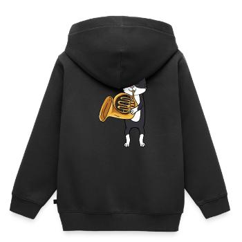 Hornist Hornist Musical Cat Lovers - Sweat Premium à capuche enfant bio - noir - Dos - AI Model Kid Male (0cm)