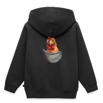 Chicken In Pocket - Kinder Premium Organic Hoodie - Schwarz - Hinten - AI Model Kid Male (0cm)