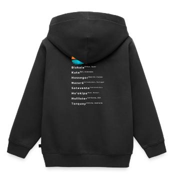 Bekannte Surf Spots Liste - Kinder Premium Organic Hoodie - Schwarz - Hinten - AI Model Kid Male (0cm)
