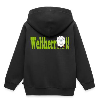 Weltherrschaft - Schaf - Kinder Premium Organic Hoodie - Schwarz - Hinten - AI Model Kid Male (0cm)