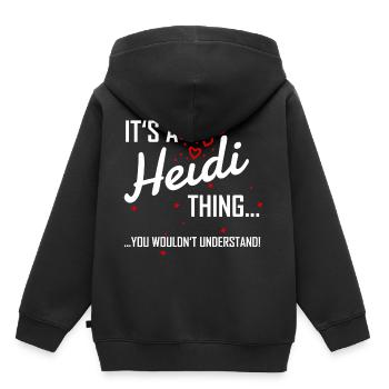 Il est une chose Heidi tu ne comprendrais pas! nom - Sweat Premium à capuche enfant bio - noir - Dos - AI Model Kid Male (0cm)