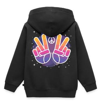 paix - Sweat Premium à capuche enfant bio - noir - Dos - AI Model Kid Male (0cm)