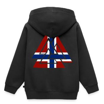 Norwegische Flagge mit Valknut, Symbol von Odin - Kinder Premium Organic Hoodie - Schwarz - Hinten - AI Model Kid Male (0cm)