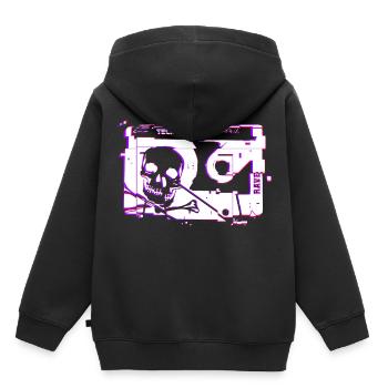 Techno Old School - Sweat Premium à capuche enfant bio - noir - Dos - AI Model Kid Male (0cm)